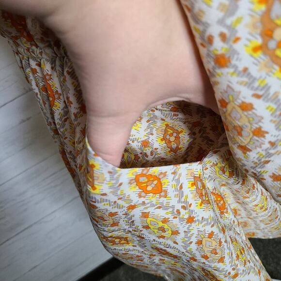 Sanctuary Dress Size Latge Elle Boho Dress Orange & Cream Print - Picture 5 of 12
